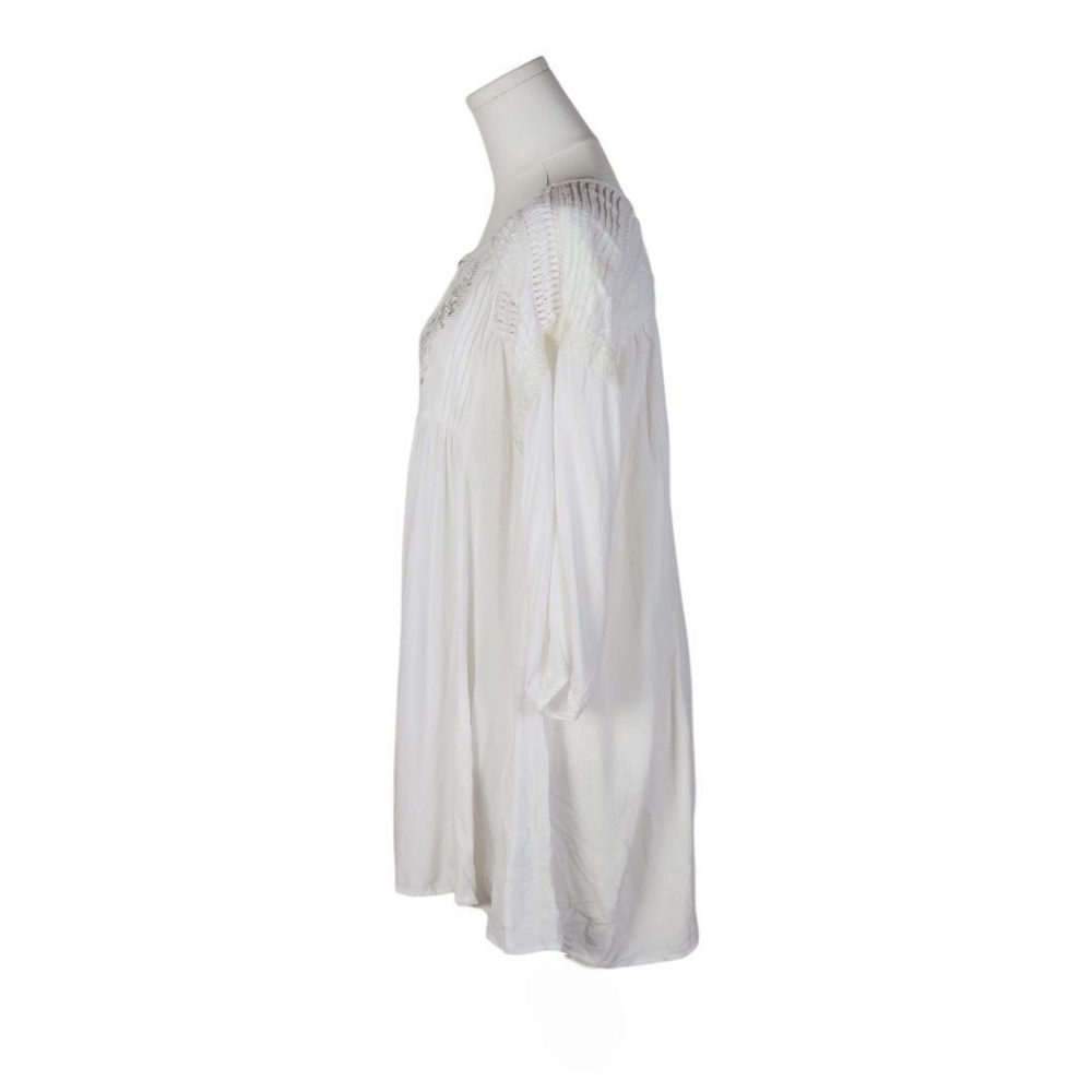 Tasha Polizzi White Embroidered Pintuck Lace Boho Tunic Blouse S - Picture 3 of 15
